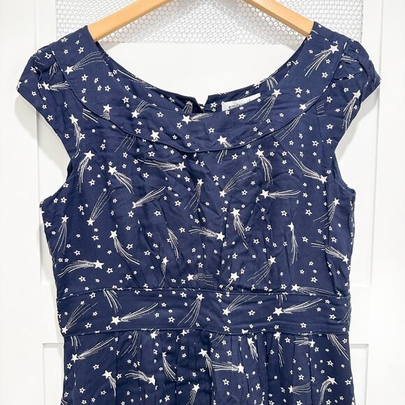 Modcloth Short Dress 50's Navy Star Galaxy Witchy Halloween Magic Celestial - Picture 4 of 9